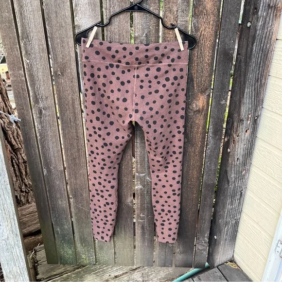 Pact Pure Active Polka Dot Organic Cotton Leggings In Brown & Black Sz M - Picture 2 of 12